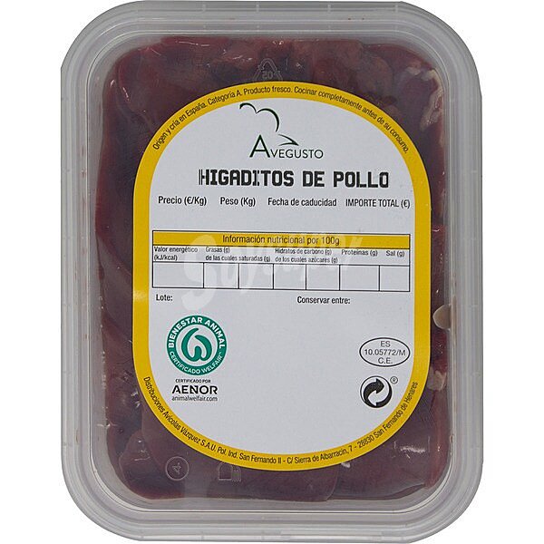 Higaditos de pollo peso aproximado