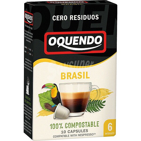 Café de Brasil molido, tueste natural en cápsulas compatibles con Nespresso