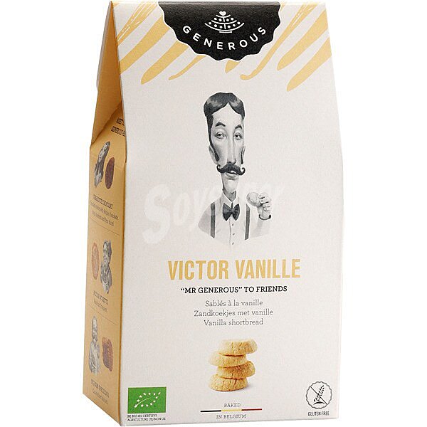 Victor Vanille galletas de mantequilla y vainilla sin gluten y ecológica envase 125 g