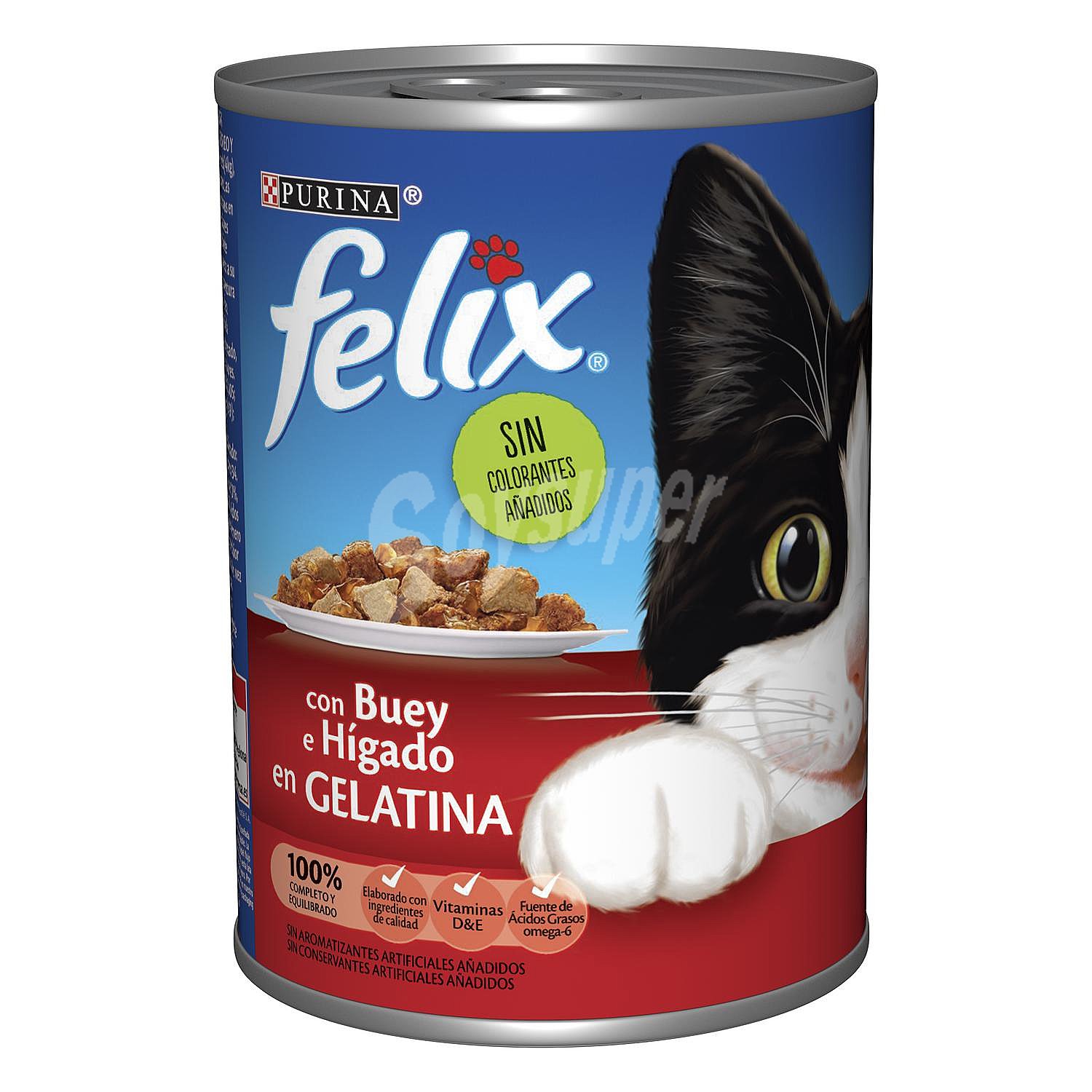 Comida húmeda de buey y pollo en gelatina para gato adulto