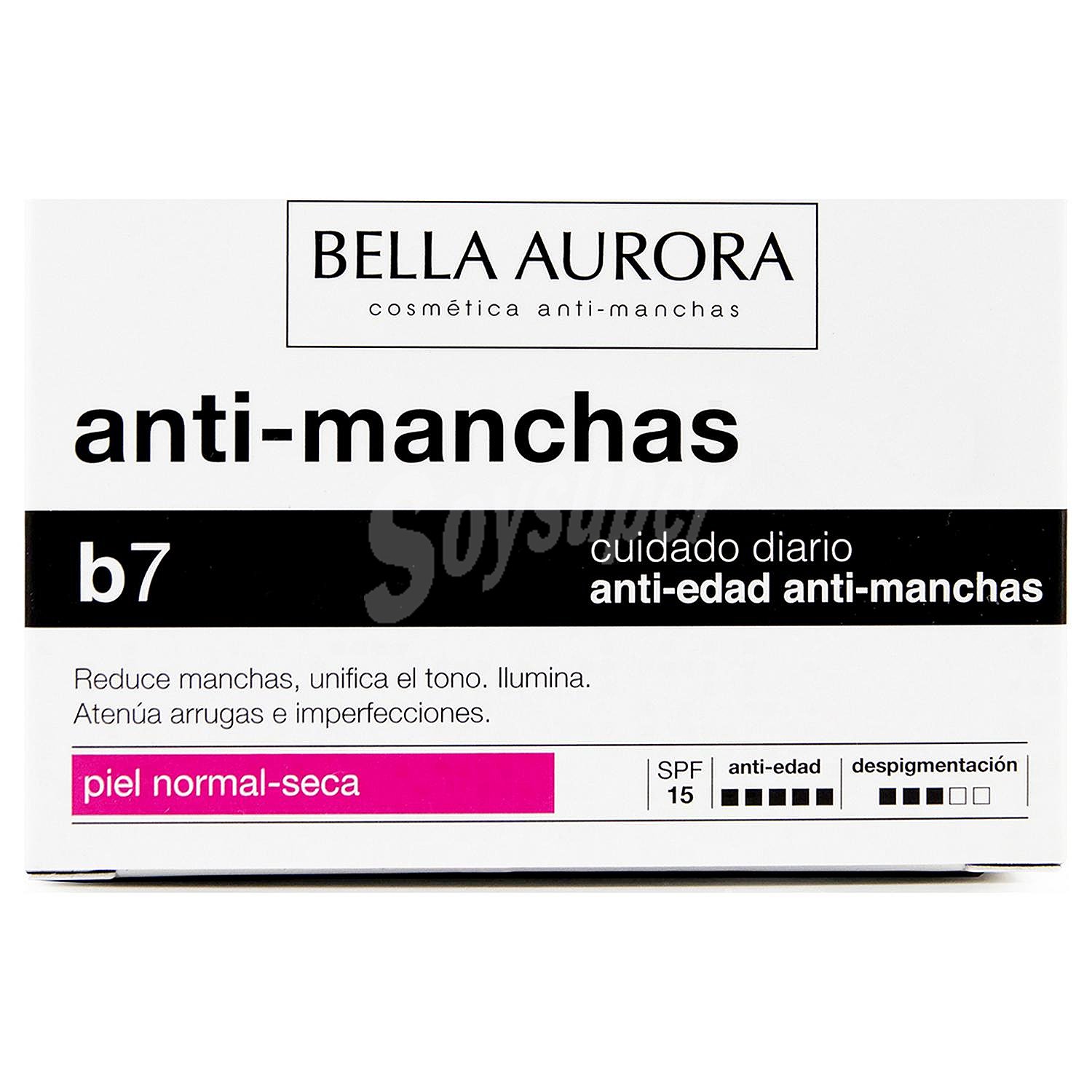 Crema anti manchas con factor de protección 15, pieles normales a secas B7