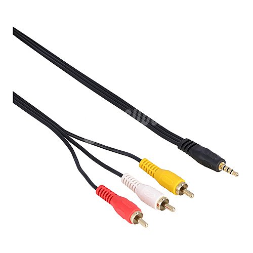 Cable qilive de 3 RCA macho a Jack 3,5mm macho, 2 metros, terminales dorados, colo negro