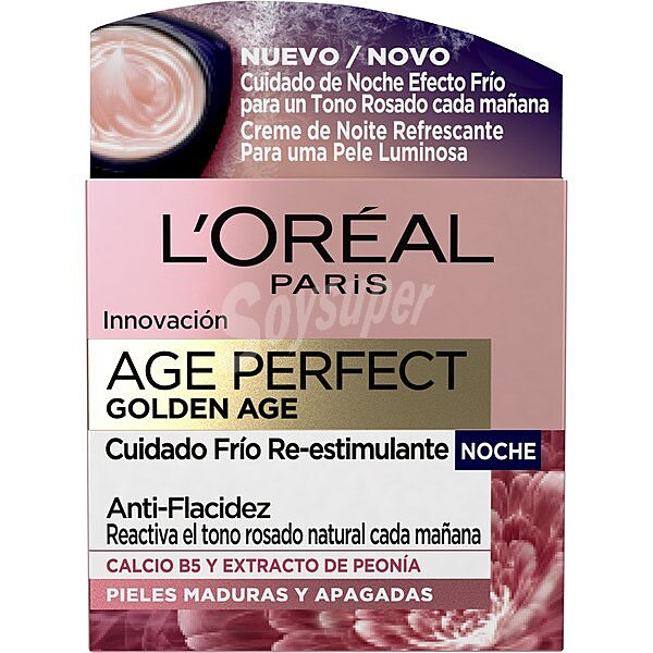 Crema de noche efecto frio re-estimulante, para pieles maduras y apagadas AGE perfect golden AGE