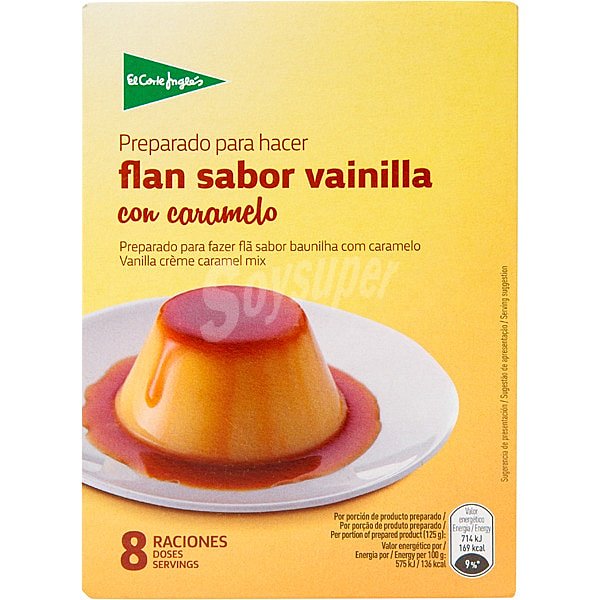 preparado para hacer flan sabor vainilla con caramelo 8 raciones