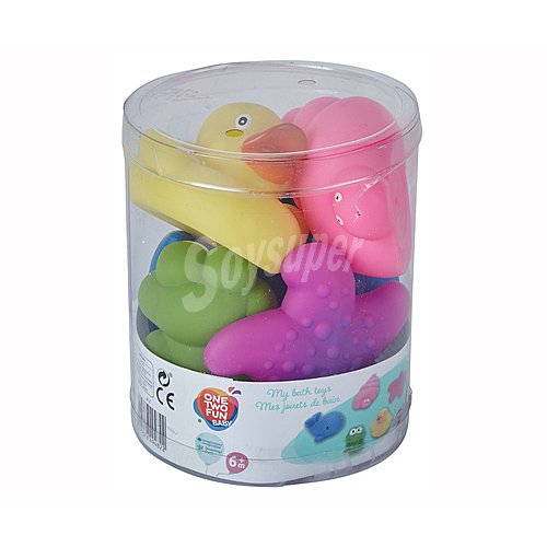 Pack de animales de goma para el baño, ONE TWO FUN alcampo