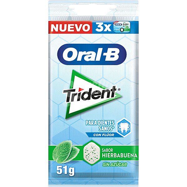 Oral B chicles sabor menta con flúor y sin azúcar pack 3 envases 17 G