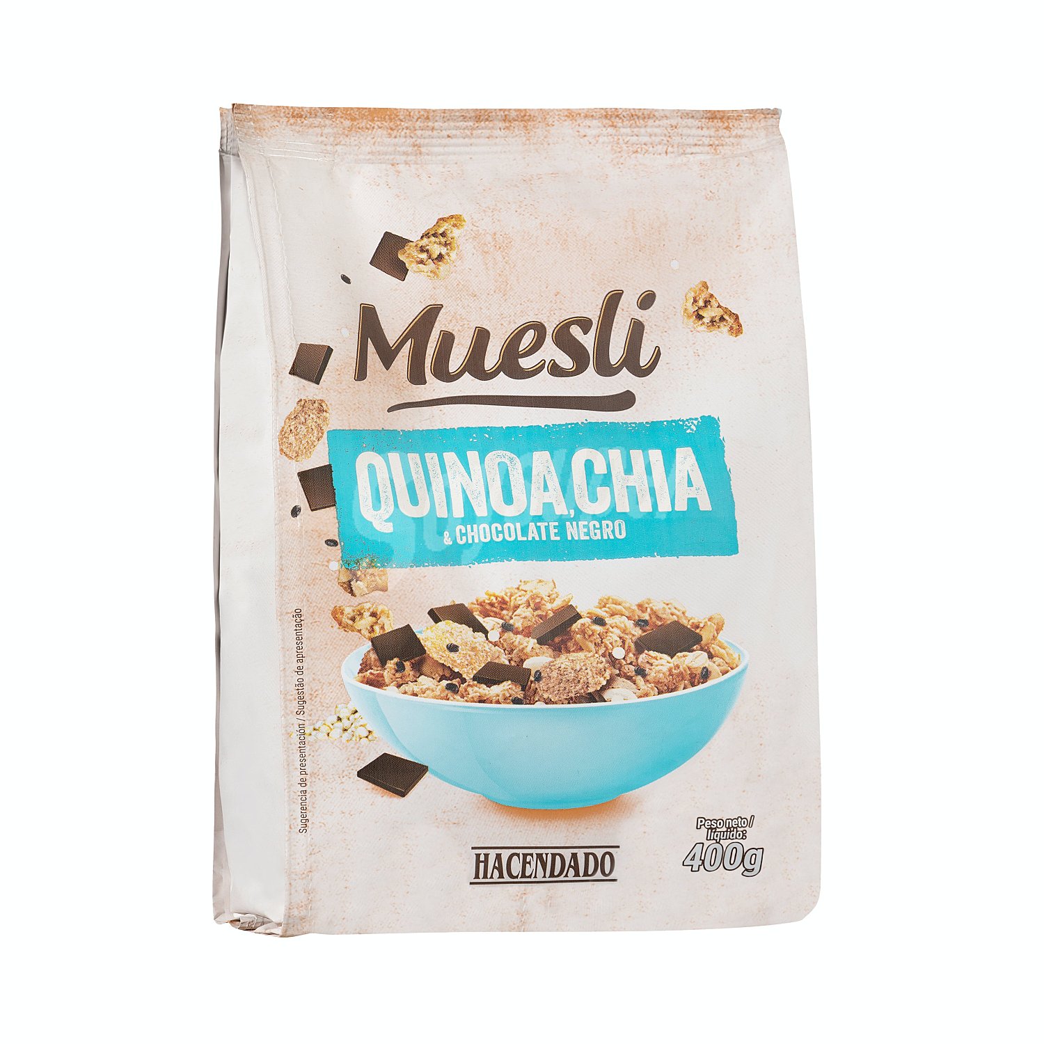 Cereal muesli quinoa, chia y chocolate negro