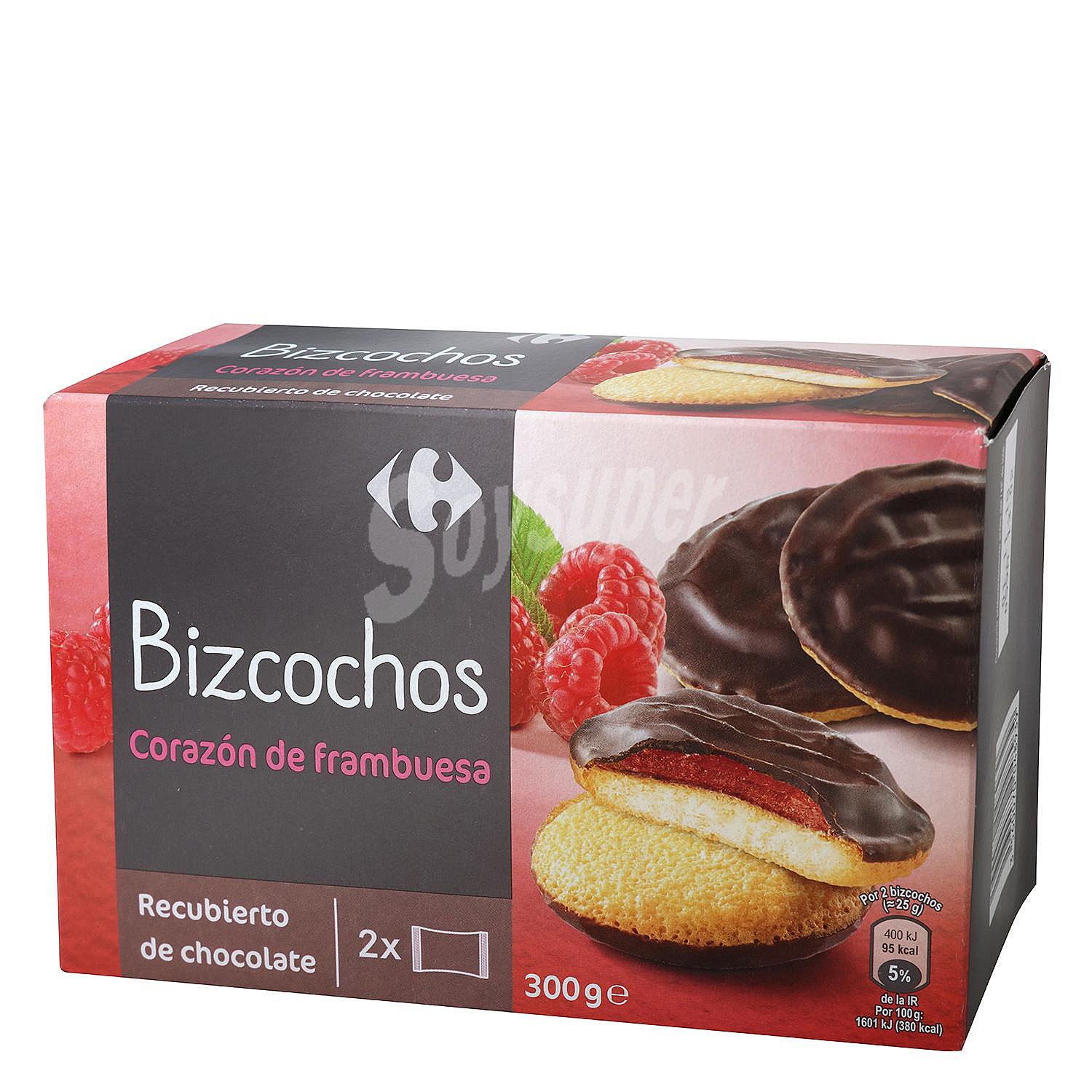 Bizcochos con frambuesa con una fina capa de chocolate