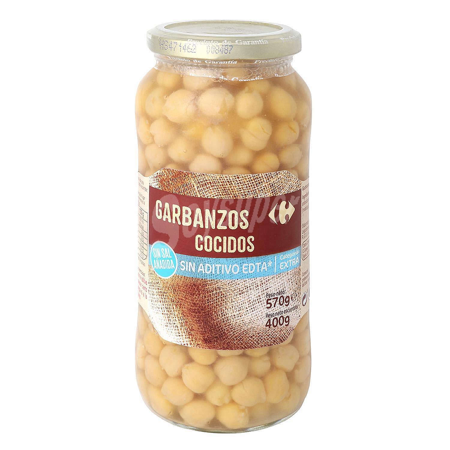 Garbanzos cocidos sin sal añadida categoría extra Carrefour