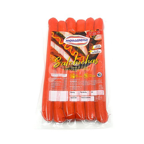 Montesano Salchichas de cerdo tipo Frankfurt roja, ideales para hot dogs montesano