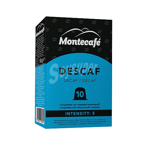 Montecafé Café Descafeinado, Intensidad 5, en cápsulas compatibles con Nespresso montecafé