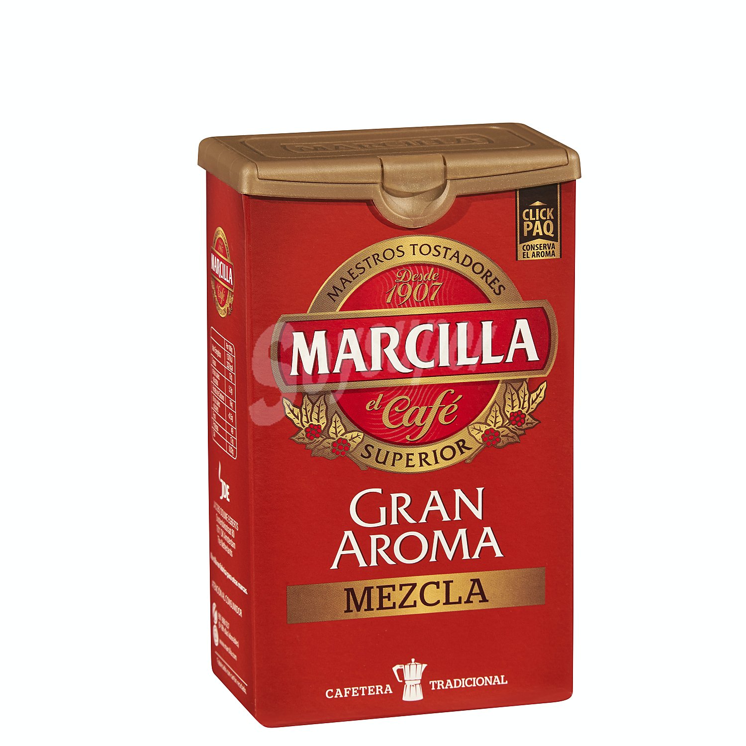 Café molido mezcla de tueste natural 50% y torrefacto 50% gran aroma marcilla