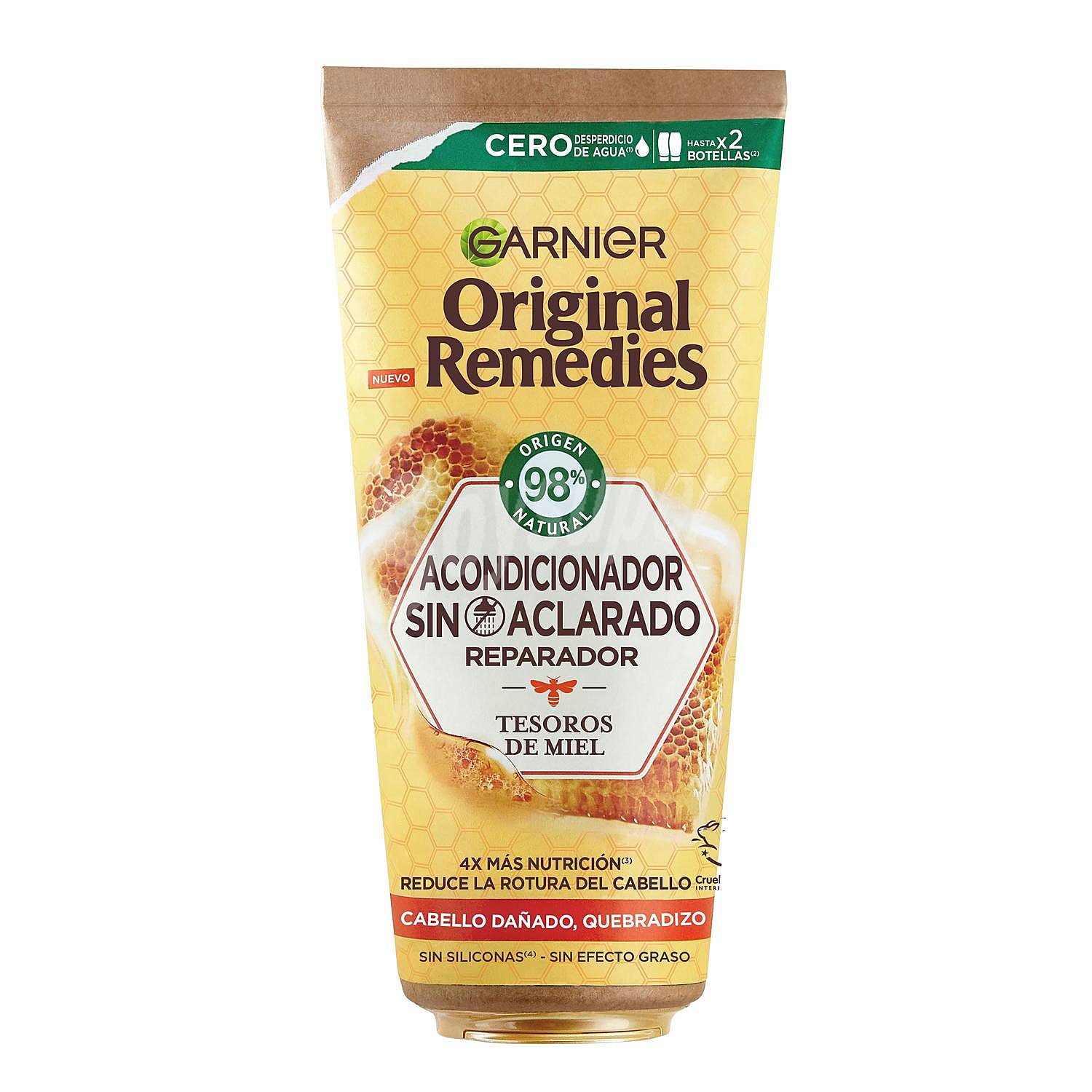 Acondicionador sin aclarado reparador tesoros de miel para cabello dañado y quebradizo Original Remedies Garnier