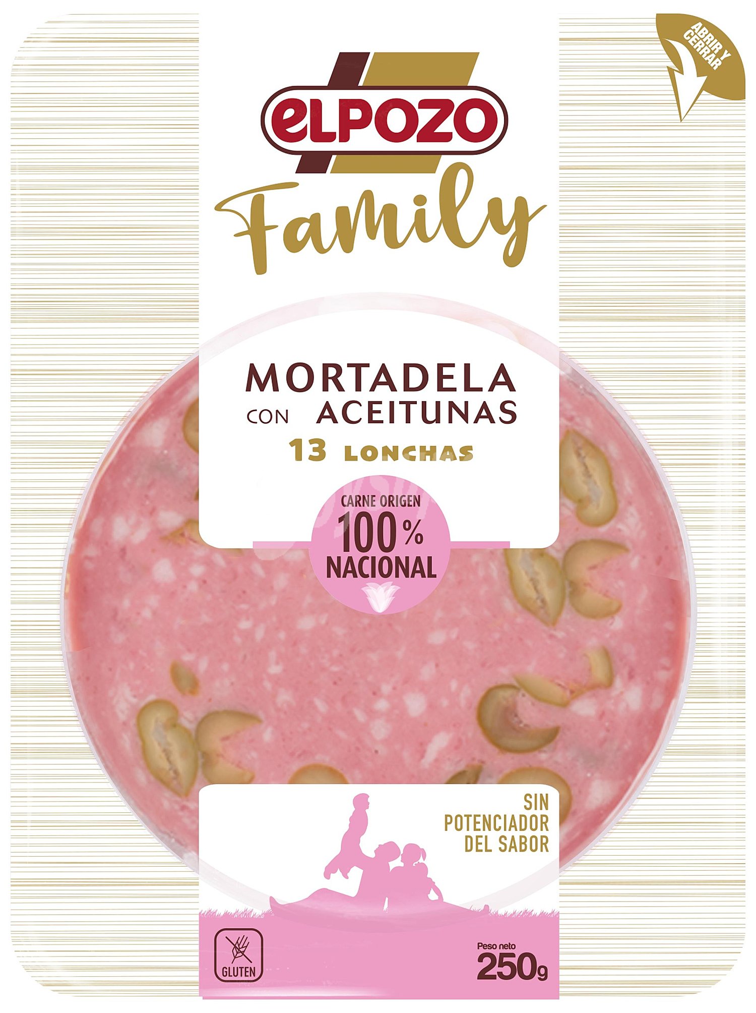 Family mortadela con aceitunas en lonchas sin gluten