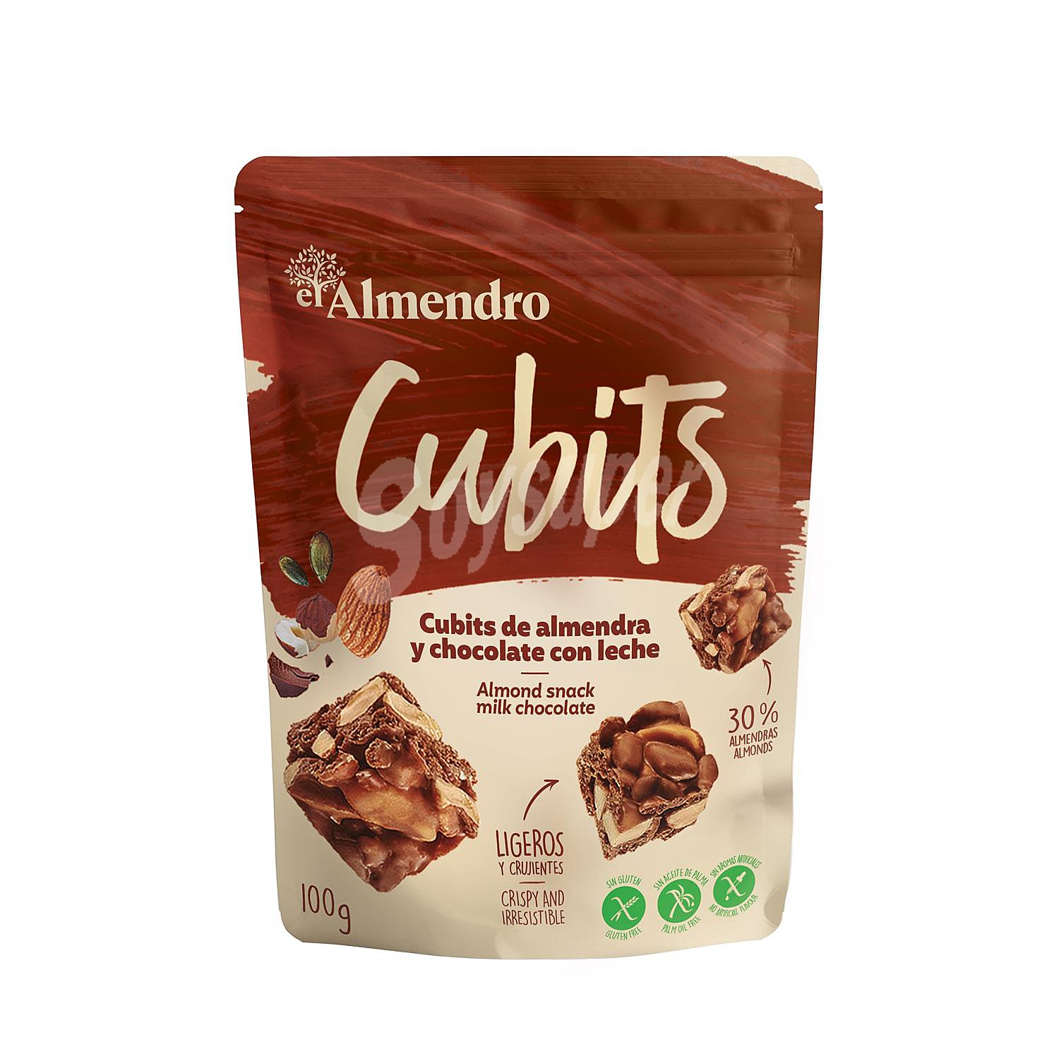 Cubits de almendra y chocolate con leche sin gluten