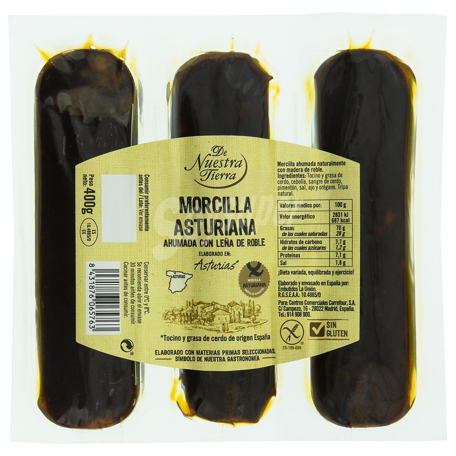 Morcilla asturiana ahumada sin gluten