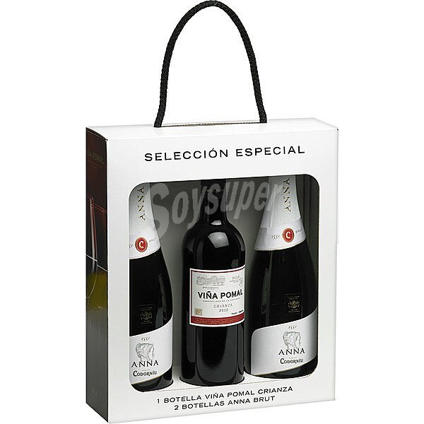 Cava brut Estuche 2 botellas 75 cl + Viña Pomal vino tinto crianza doca Rioja