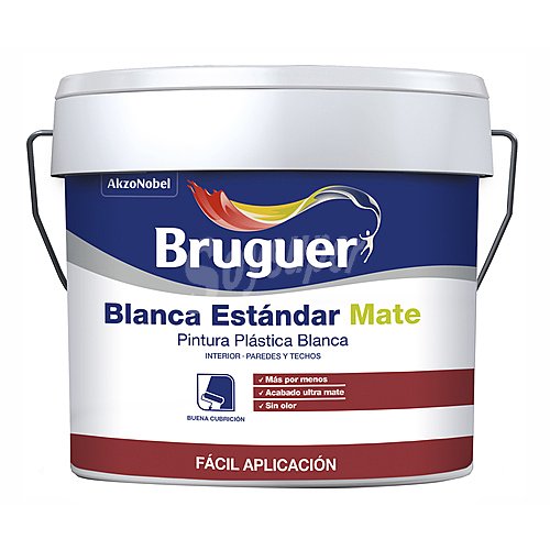 Pintura plástica interior, blanco mate, bruguer