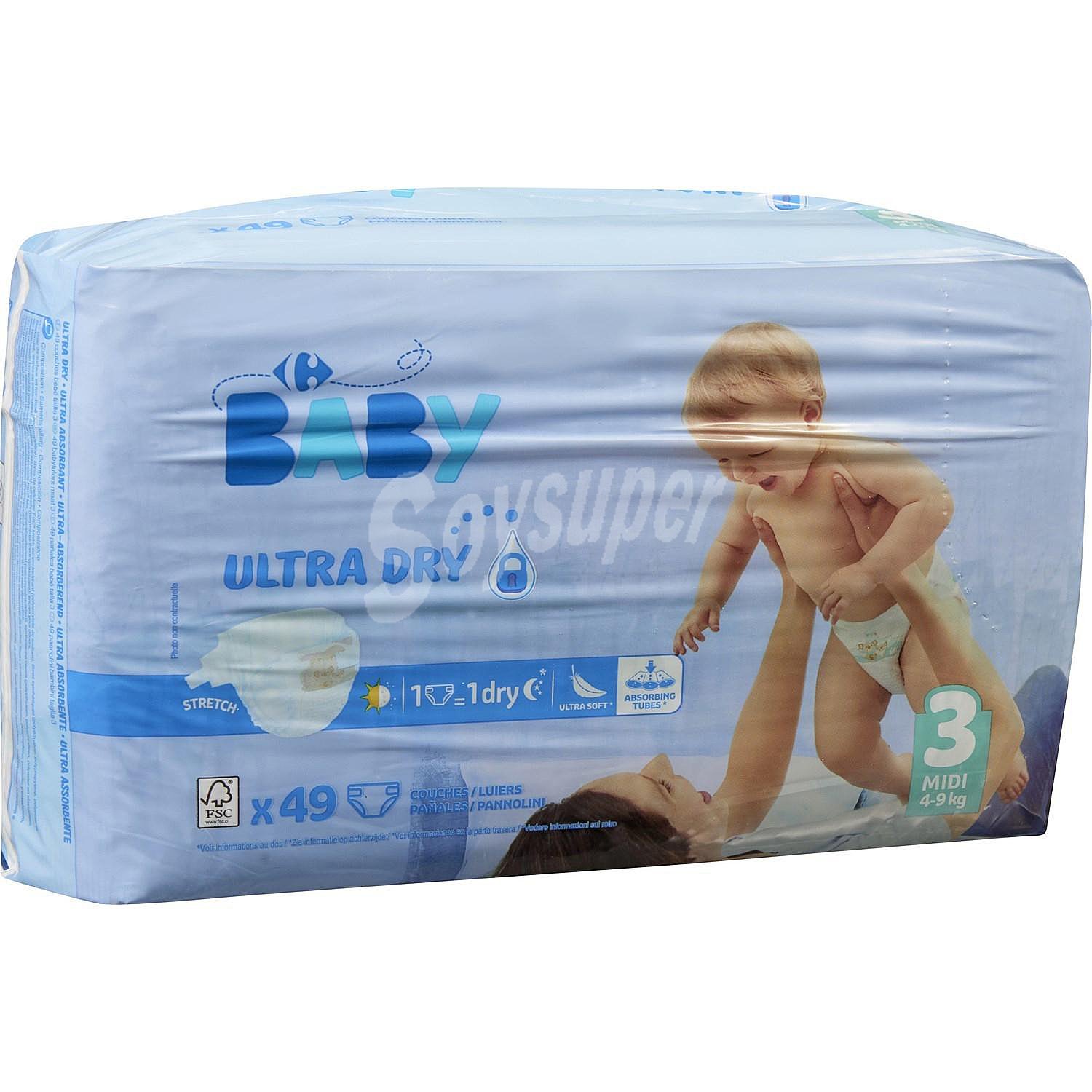 Pañales ultra dry T3 (4kg.-9kg)