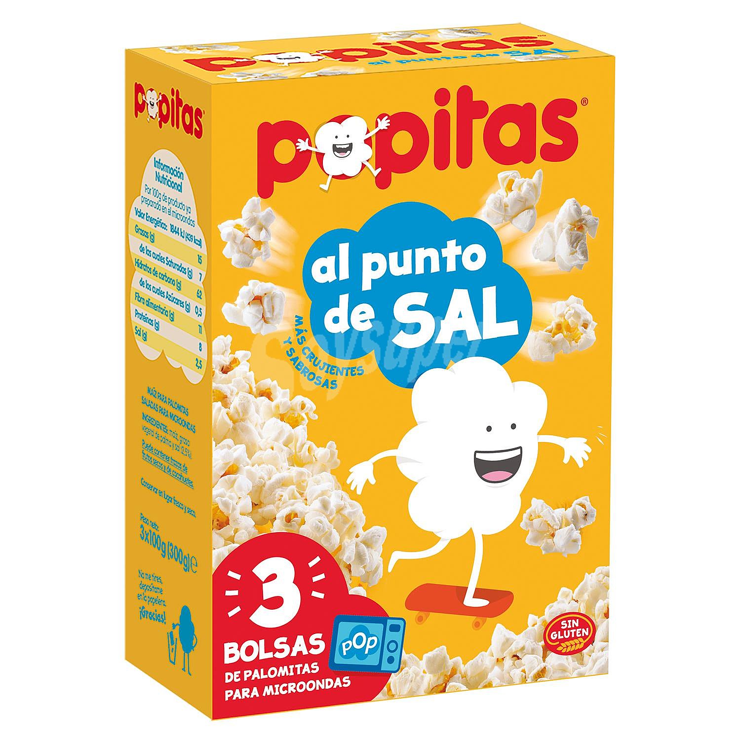 Palomitas al punto de sal para microondas