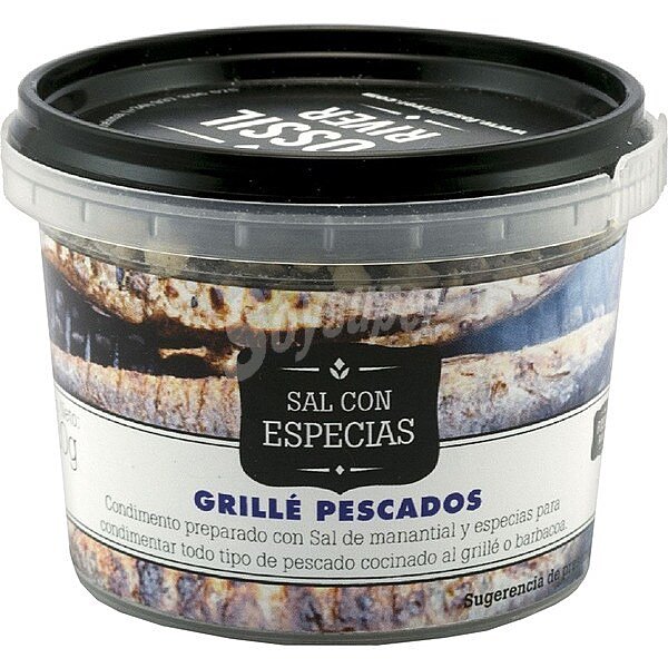 Sal y especias para condimentar pescado cocinado a la Grillé o barbacoa tarrina 60 g