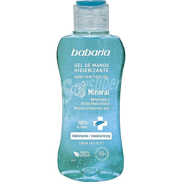 Gel de manos higienizante hidratante Mineral con minerales y ácido Hialurónico 70% alcohol