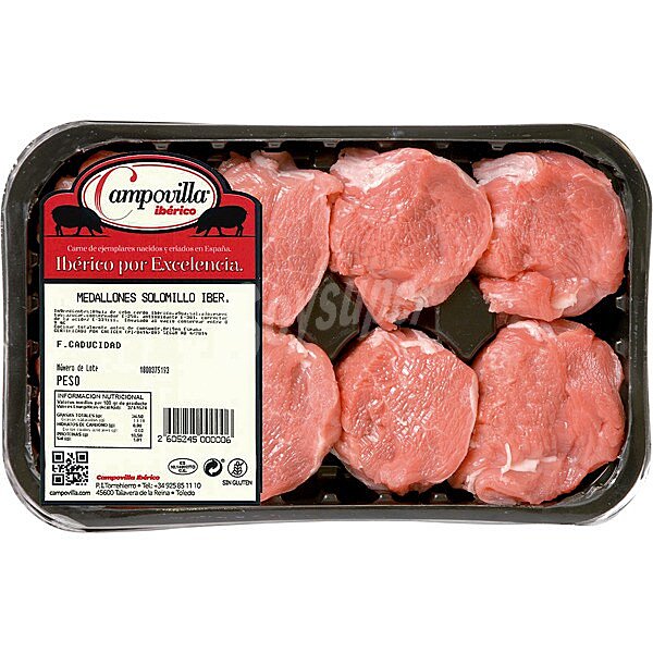 Medallones de solomillo fresco de cerdo iberico peso aproximado bandeja 400 g