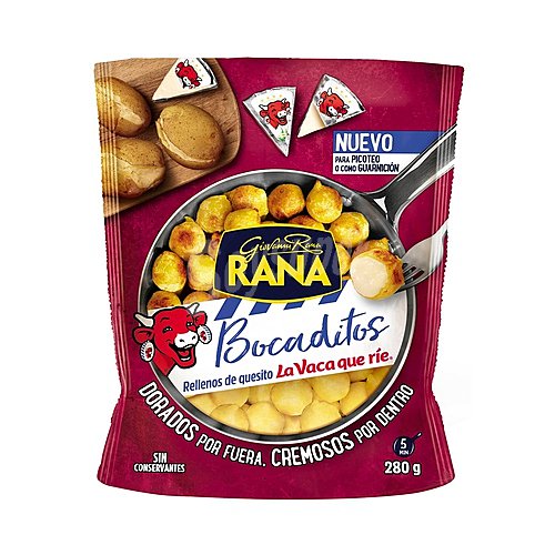 Rana Gnocchi frescos rellenos de quesitos La Vaca que rie, elaborados sin conservantes rana