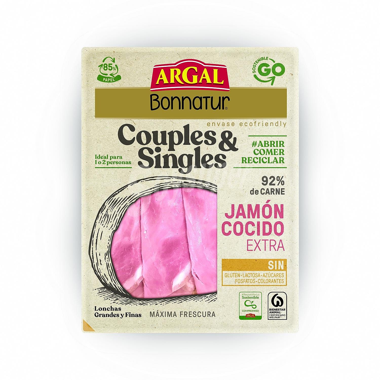 Jamón cocido extra, cortado en lonchas finas y grandes couples & singles