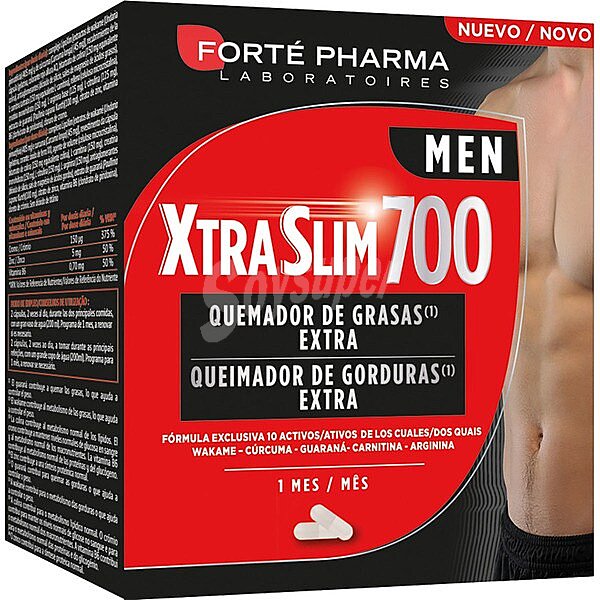 Xtraslim 700 Men quemador de grasas formulado para los hombres que desean perder ápsulas con Wakame, cúrcuma, guaraná, carnitina y arginina