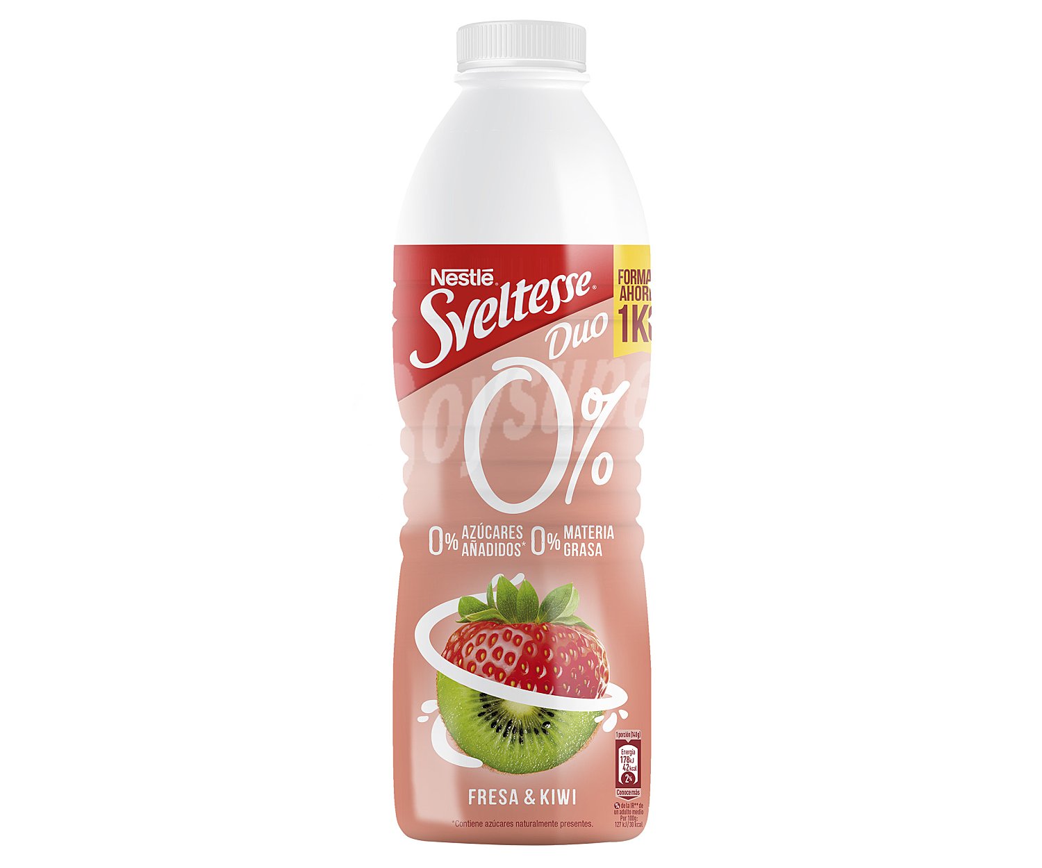 Yogur líquido desnatado (0% materia grasa), con fresa y kiwi DUO 0%