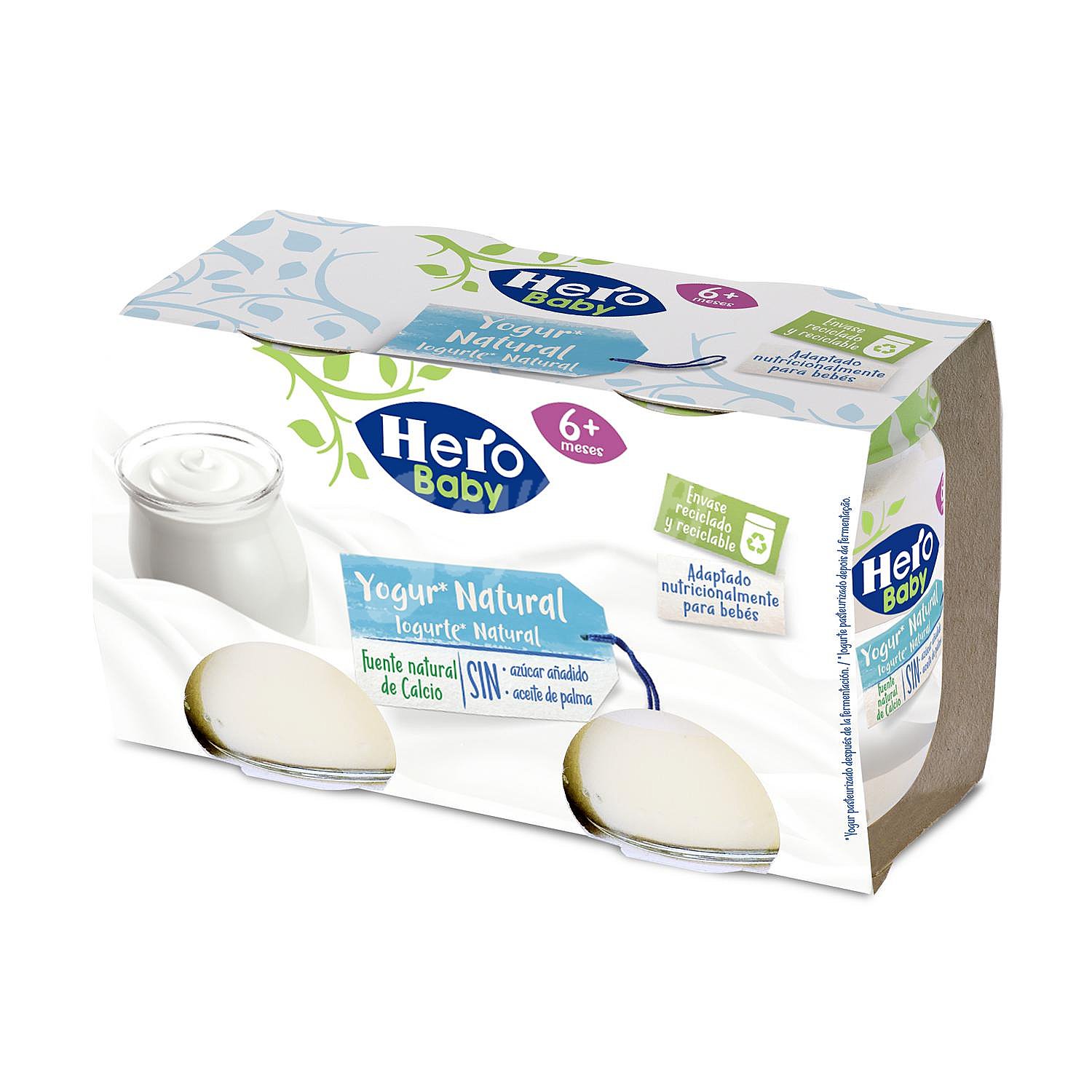 Tarrito de yogur natural desde 6 meses Hero Baby sin gluten