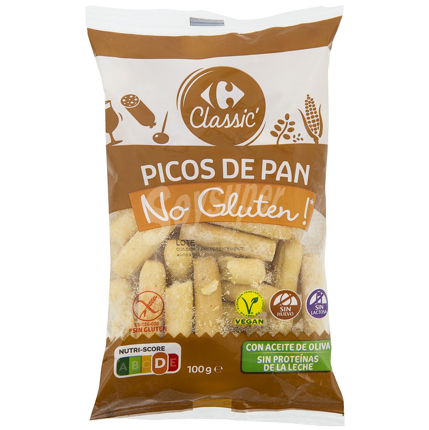 Picos de pan con aceite de oliva Carrefour sin gluten y sin lactosa