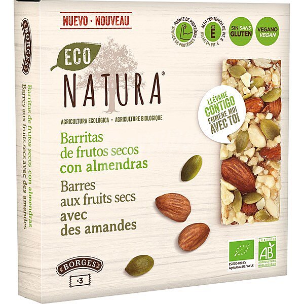 Barritas de frutos secos con almendras eco natura