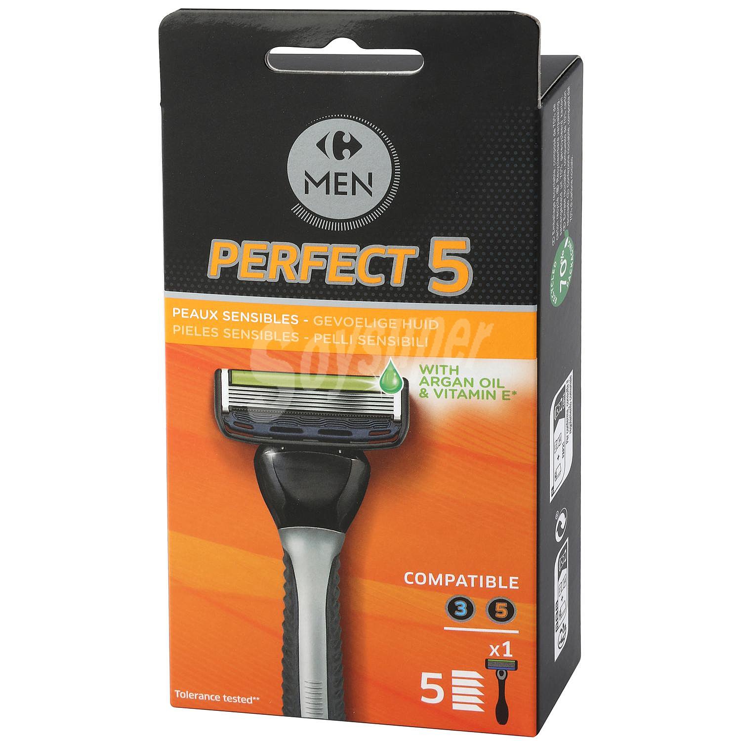 Maquinilla para hombre pieles sensibles 5 hojas Perfect 5 Carrefour Men