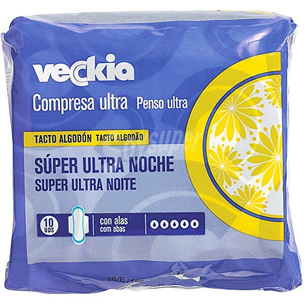 Compresa ultra con alas tacto algodón super noche