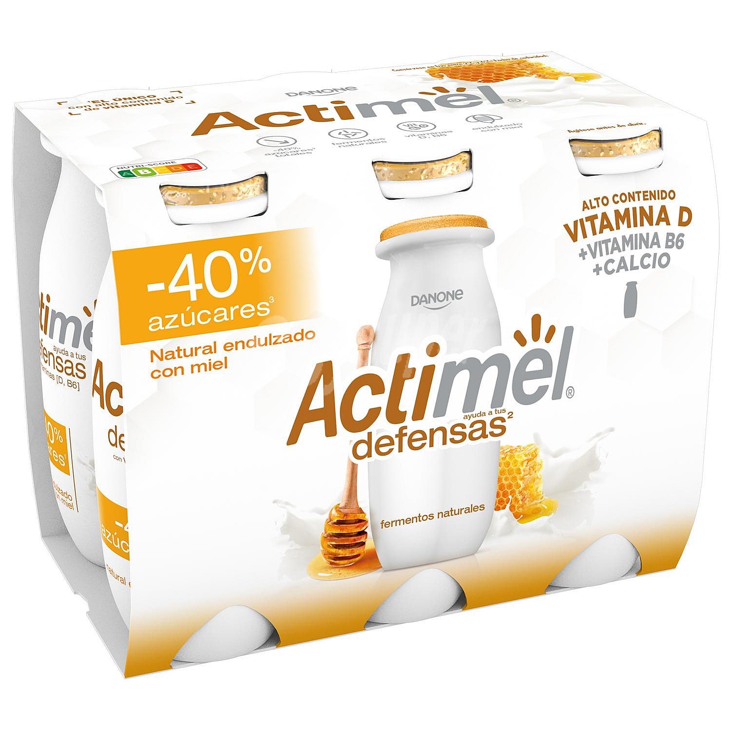 Yogur l.casei líquido natural endulzado con miel - 40% azúcares sin gluten