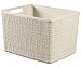 Cesta de ordenación rectangular con asas color beige, 20 litros, 36x28x23 cm. curver.