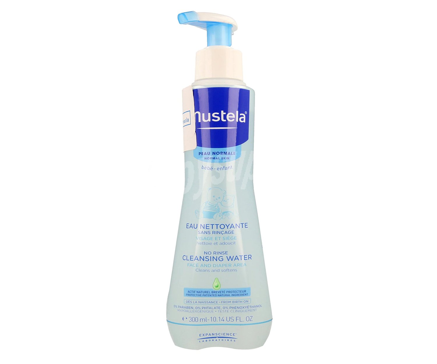 Mustela Agua limpiadora sin aclarado, para cara y zonas del pañal mustela