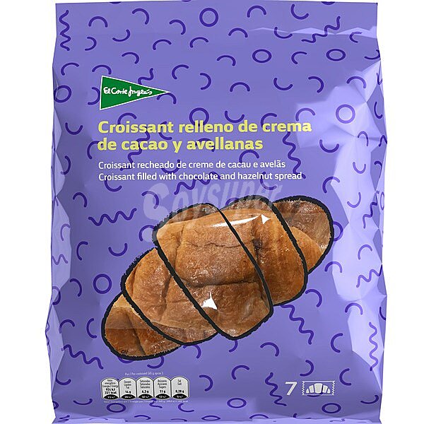 Croissants rellenos de crema de cacao y avellanas 7 unidades envasadas individualmente