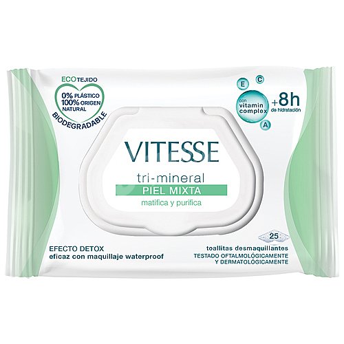 Vitesse Toallitas limpiadoras y desmaquillanes con efecto detox, para pieles mixtas vitesse