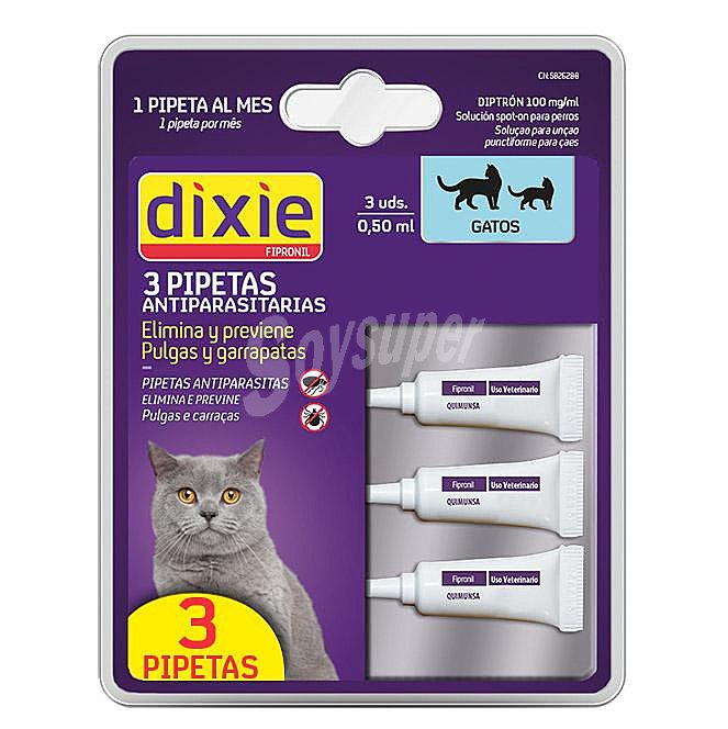 Pipetas antiparasitarias gato fipronil Dixie