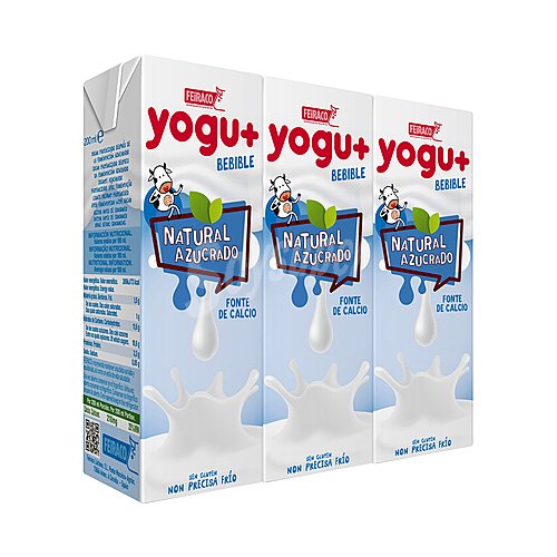 Feiraco Yogur líquido para berber, natural azucarado feiraco Yogu+