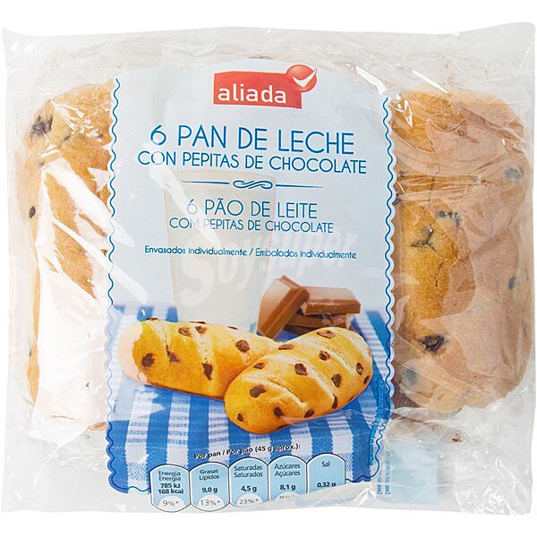 Pan de leche con pepitas de chocolate