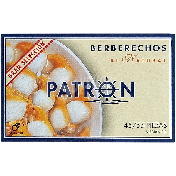 Berberechos al natural gran selección 45-55 piezas lata 63 g neto escurrido