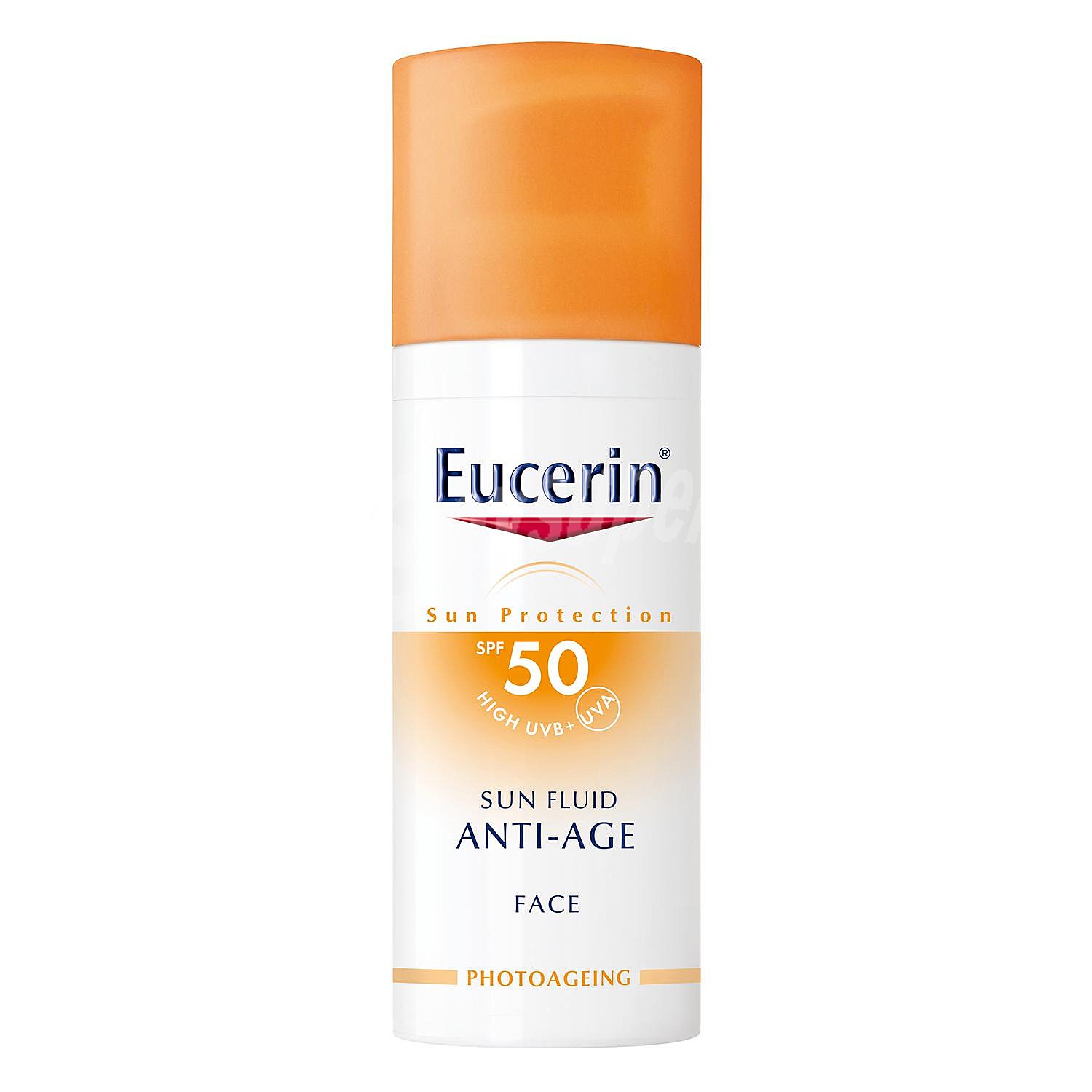 Fluido solar facial con acción antiedad y factor de protección 50 (muy alto)