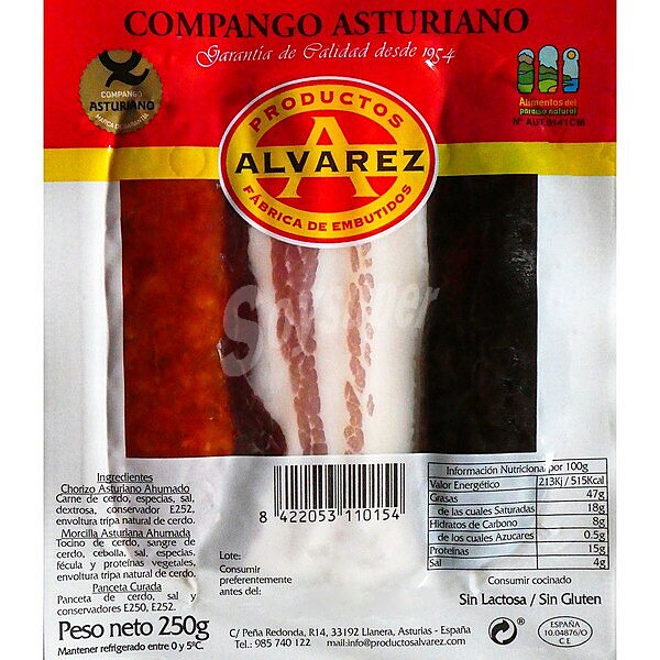 Compango asturiano sin glluten sin lactosa chorizo y morcilla ahumada y panceta curada