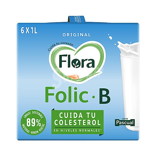 Flora Preparado lácteo desnatado, con ácido fólico y vitaminas, que ayuda a reducir los niveles de colesterol flora Folic B original