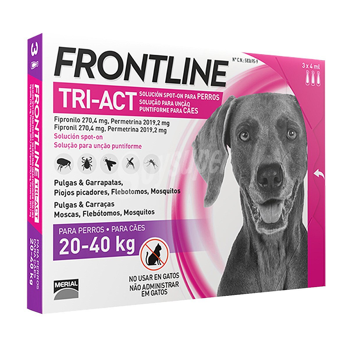 Tri-Act solución contra garrapatas y pulgas para perros de 20-40 kg