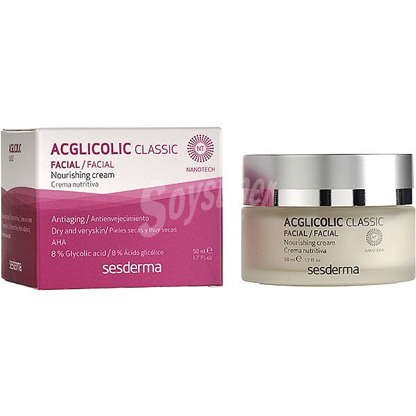 Acglicolic classic crema nutritiva antienvejecimiento para pieles secas y muy secas tarro 50 ml